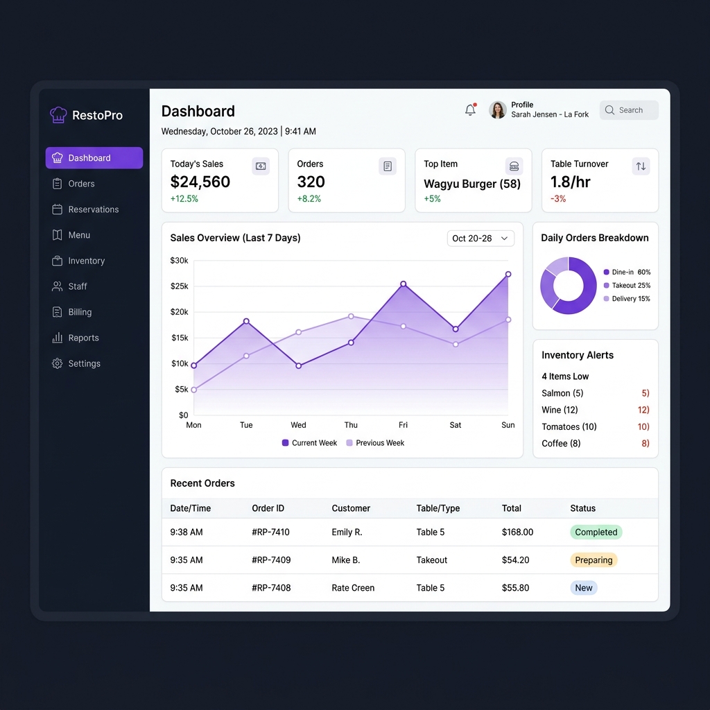 Restromitra Management Dashboard Interface Preview